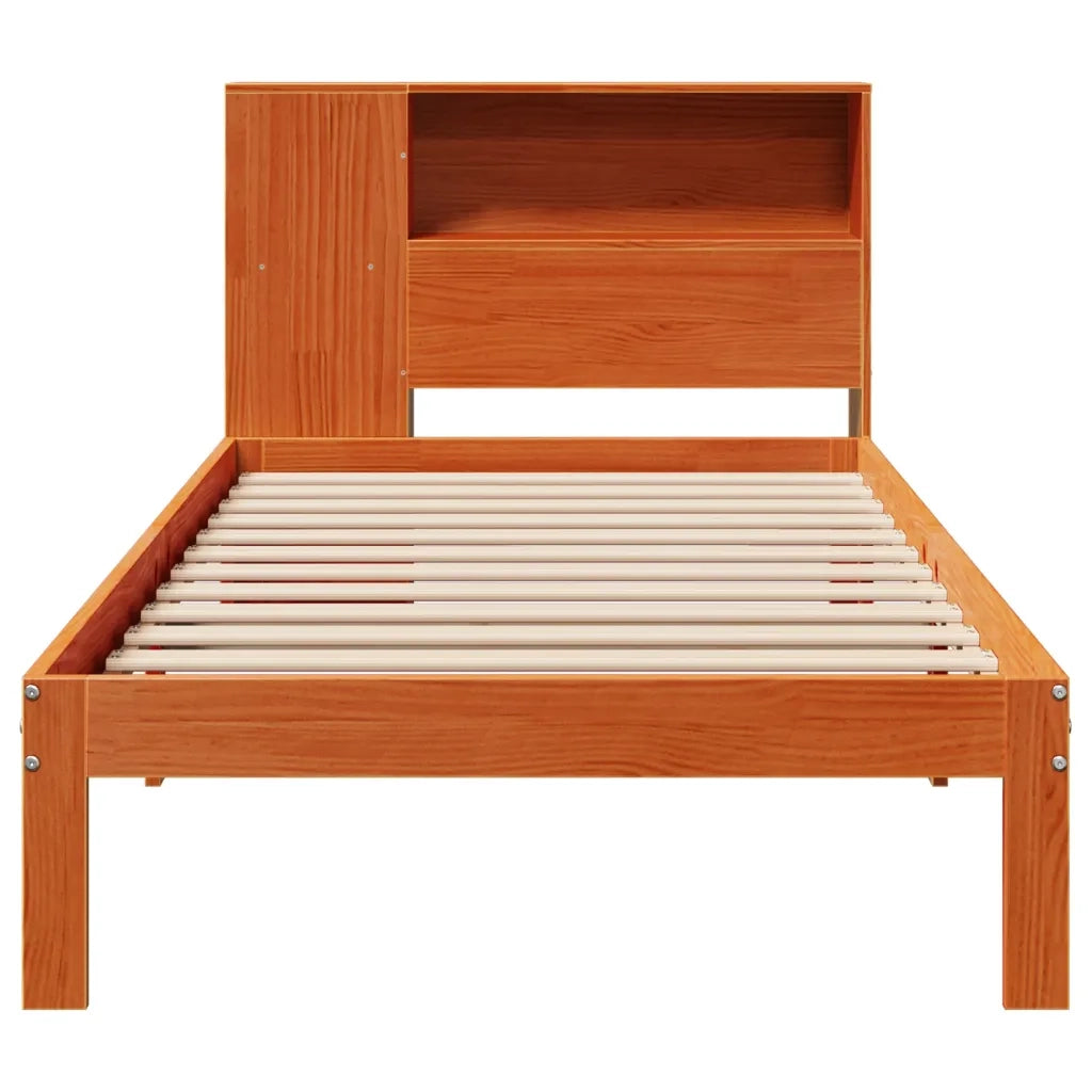 Letto Libreria senza Materasso Marrone Cera 100x200 cm in Pino 3322545