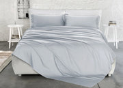 Completo Lenzuola Matrimoniale 100% Raso Cotone Tinta Unita Made Italy - Matrimoniale - Grigio Perla