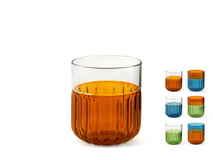 Bicchiere factory 6 pezzi in vetro borosilicato double color assortiti cl 37