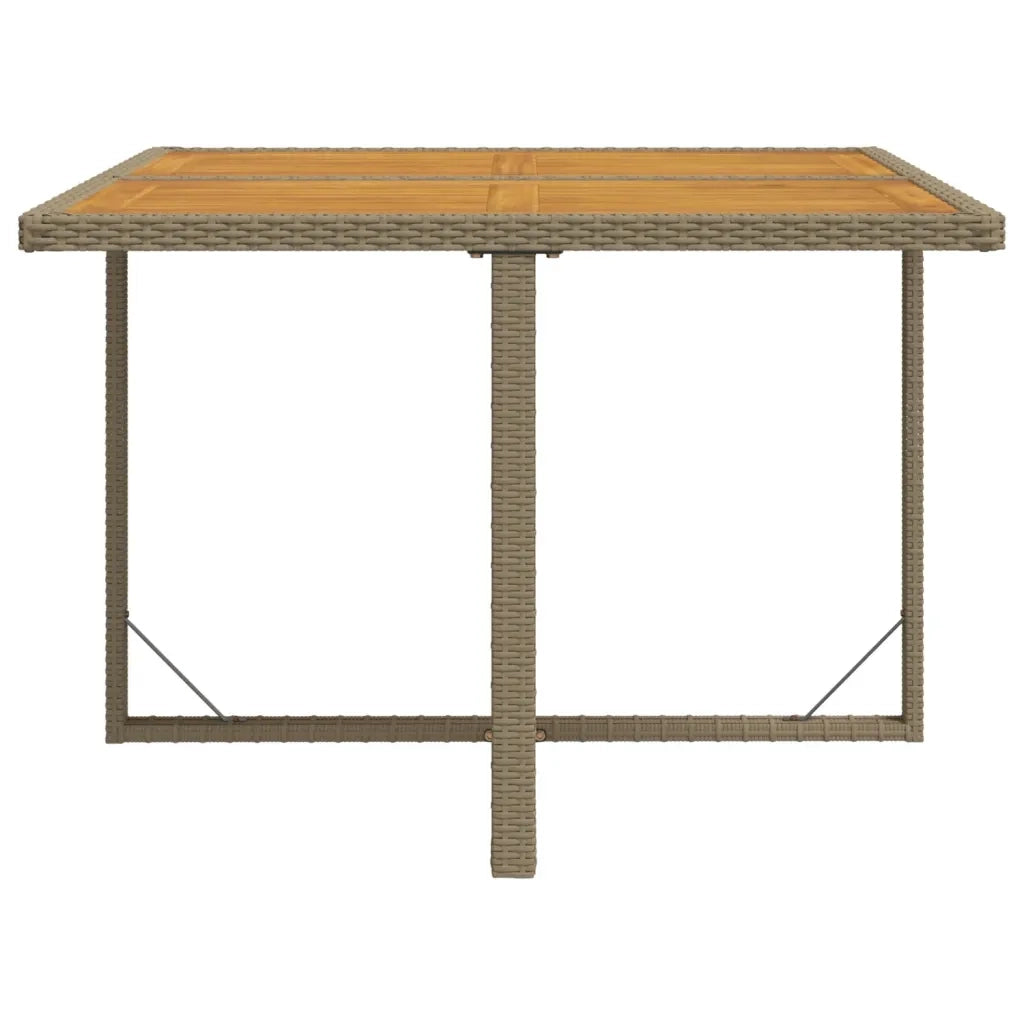Tavolo da Giardino Beige 109x107x74 cm in Polyrattan e Acacia 316791