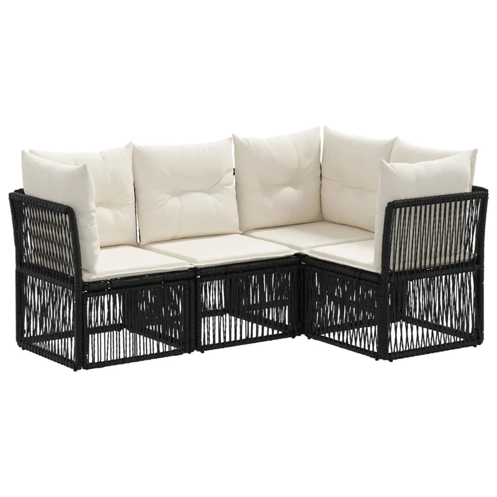 Set Divano da Giardino 4 pcs Nero polyrattan 3434209