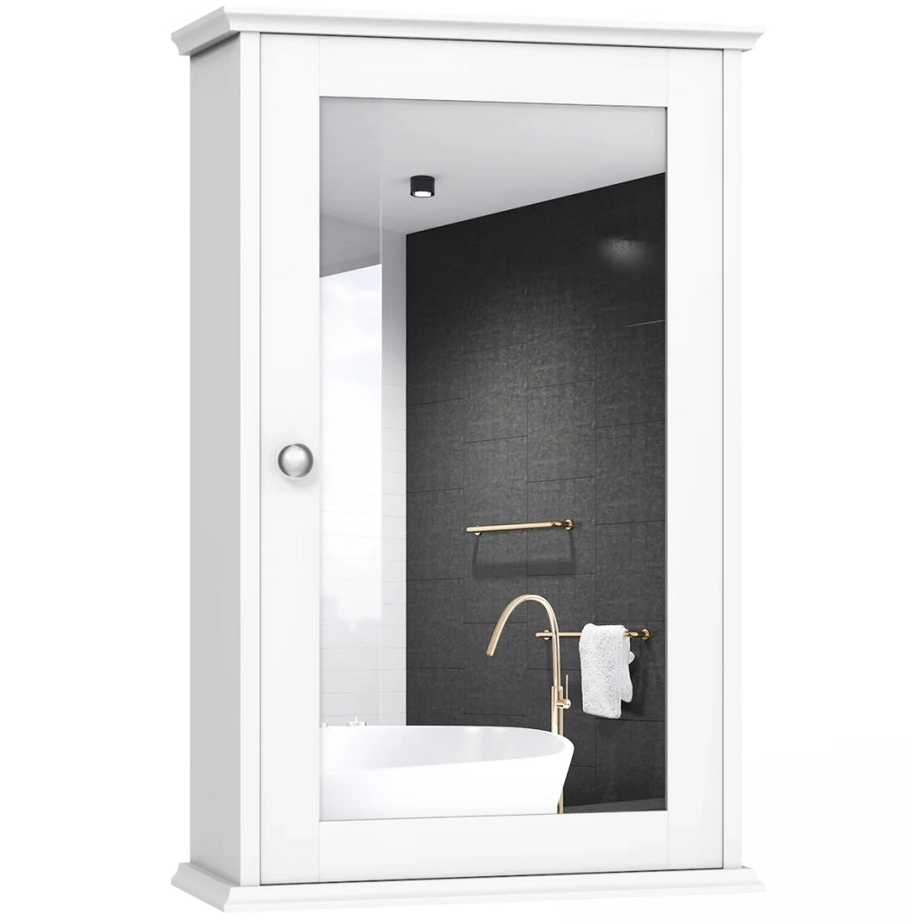 Mobiletto pensile con 1 anta 34 x 15 x 51 cm pratico contenitore stile moderno e classico MDF bianco 20_0019353