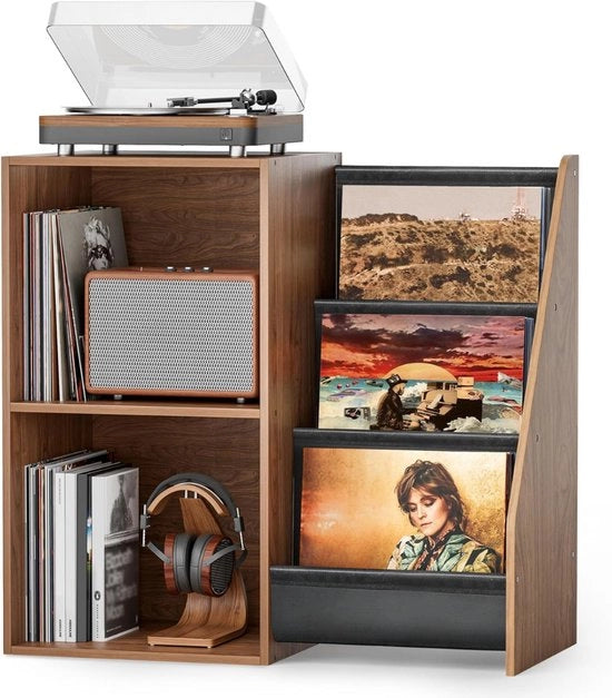 Sistema di supporto per giradischi - Stand per giradischi con sistema di archiviazione per vinili - colore marrone