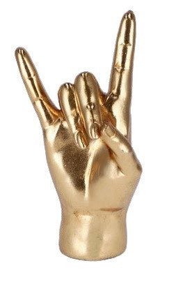 Scultura Decorazione Casa in Resina Mano Rock Oro 12,5 x 10 x 25 cm
