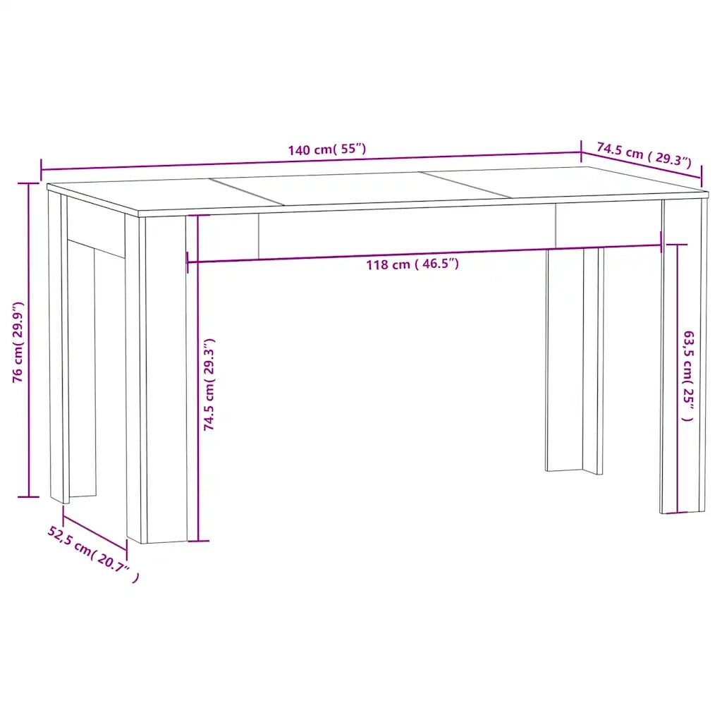 Tavolo da Pranzo Rovere Sonoma 140x74,5x76 cm in Truciolato