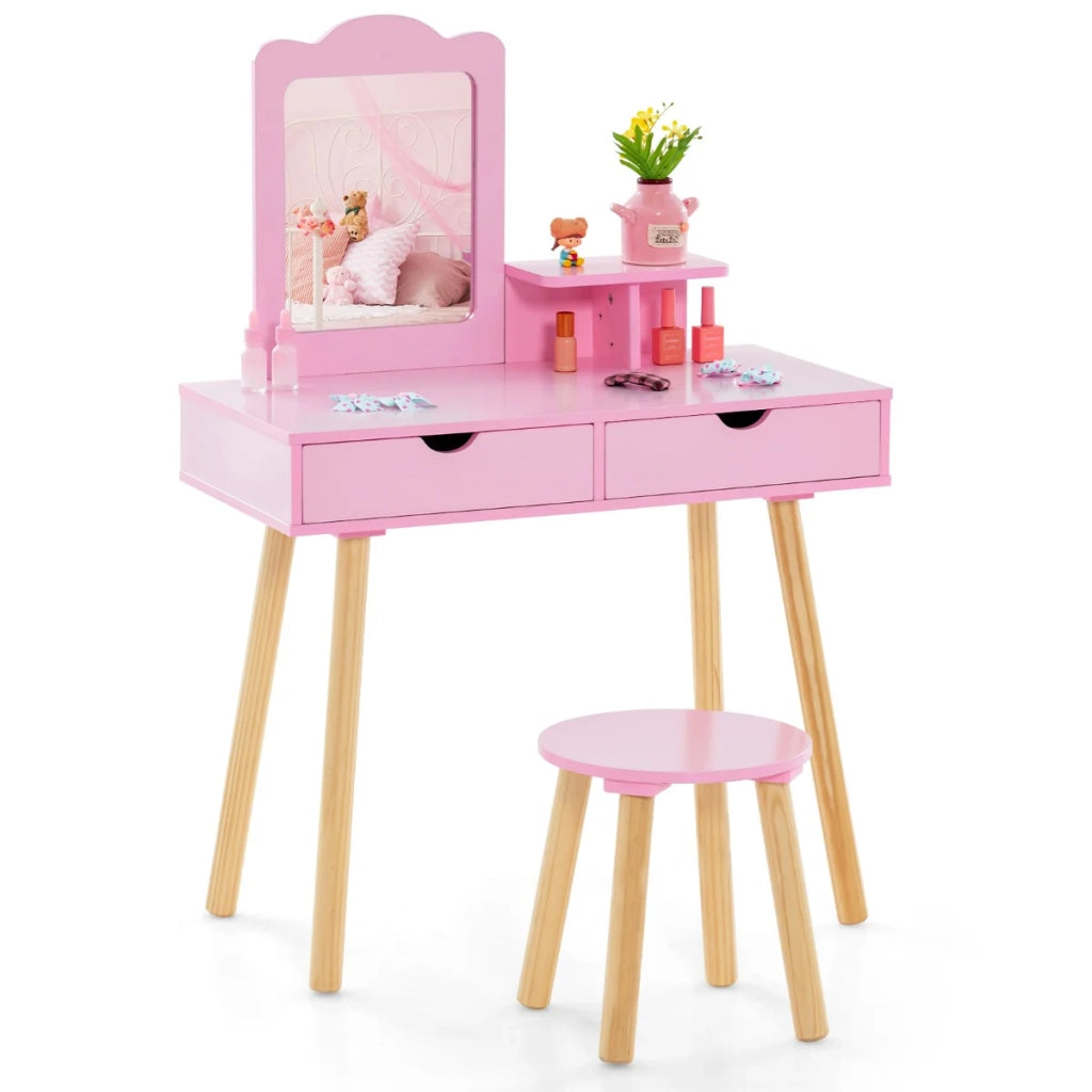 Toeletta per bambini 2 in 1 70 x 34 x 100 cm ampio spazio di archiviazione design minimalista in MDF rosa 20_0017608