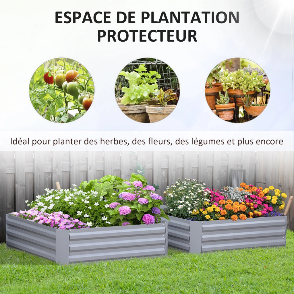 2 Pezzi Cassone Orto Giardino ¨C zephmum ¨C Grigio Acciaio 100x100x30 cm
