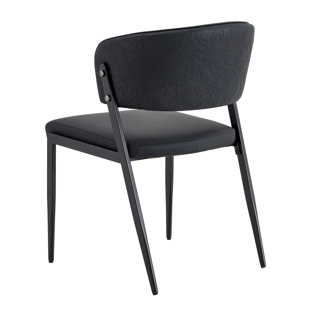 Sedia da pranzo moderna in PU nero con struttura in metallo e schienale ergonomico