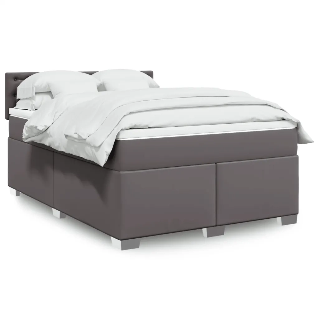 Giroletto a Molle con Materasso Grigio 160x200 cm in Similpelle