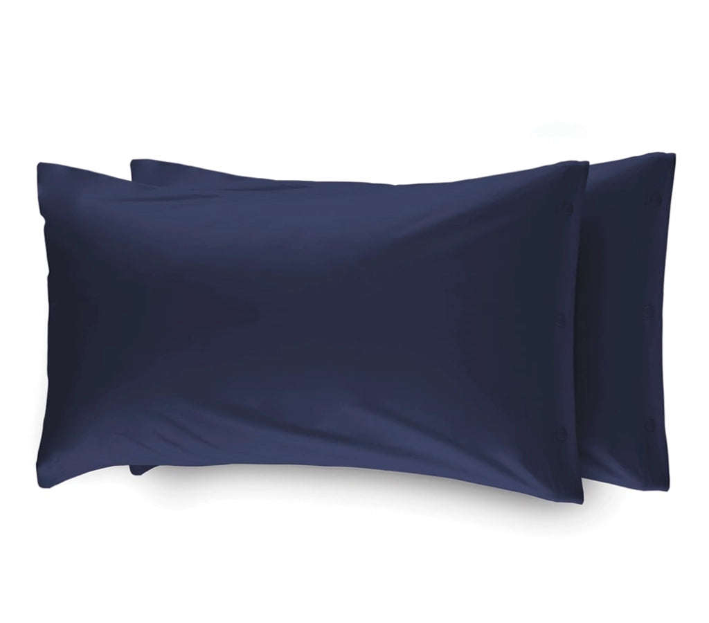 Completo Lenzuola In 100% Cotone In Tinta Unita Made In Italy - Matrimoniale - Blu notte