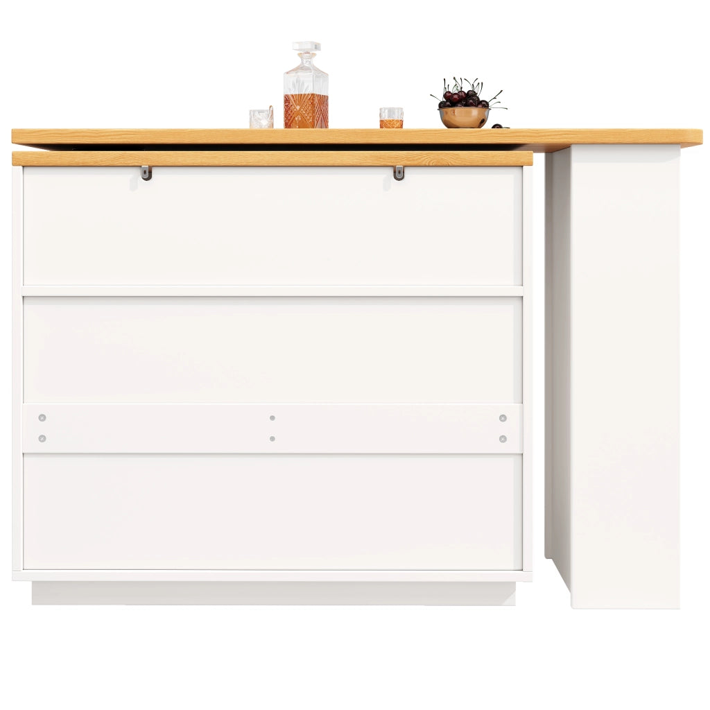 Tavolo Bar Allungabile con Cassetti e Ruote ¨C MINIMAL ¨C Bianco, 138-203 cm