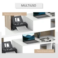 – Moderna Scrivania per Computer con Ripiani in Legno MDF 137 x 55 x 92cm