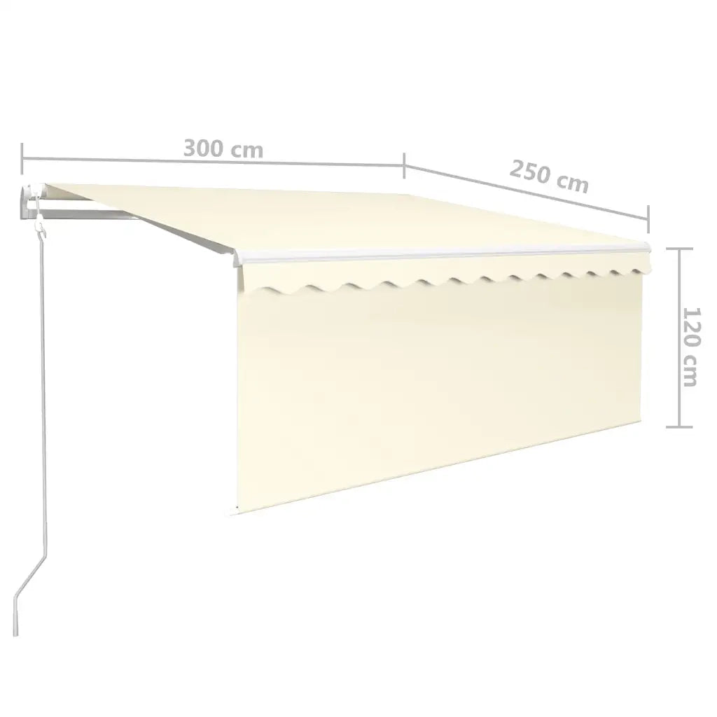 vidaXL Tenda Automatica con Parasole LED e Sensore Vento 3x2,5m Crema