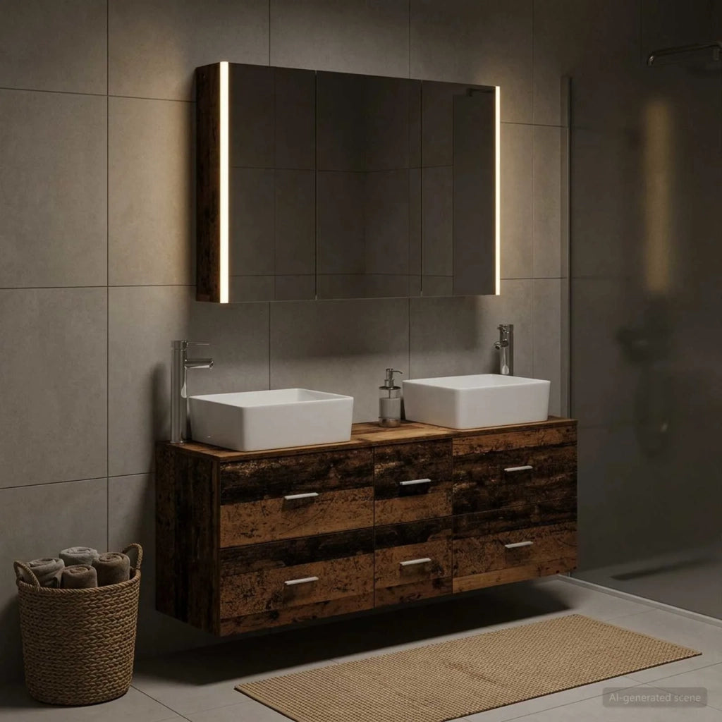 Set di mobili per il bagno 4 pcs Legno antico 3406869