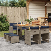 Set da pranzo da giardino da 9 pz con Cuscini in Polyrattan Grigio 3277912