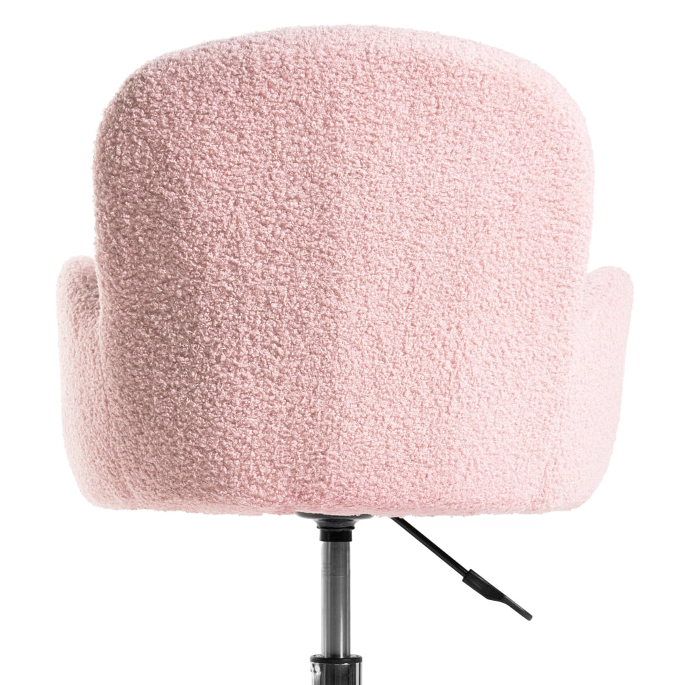 Sedia da ufficio girevole con altezza regolabile in tessuto boucle rosa pastello stile moderno retrò ufficio di casa