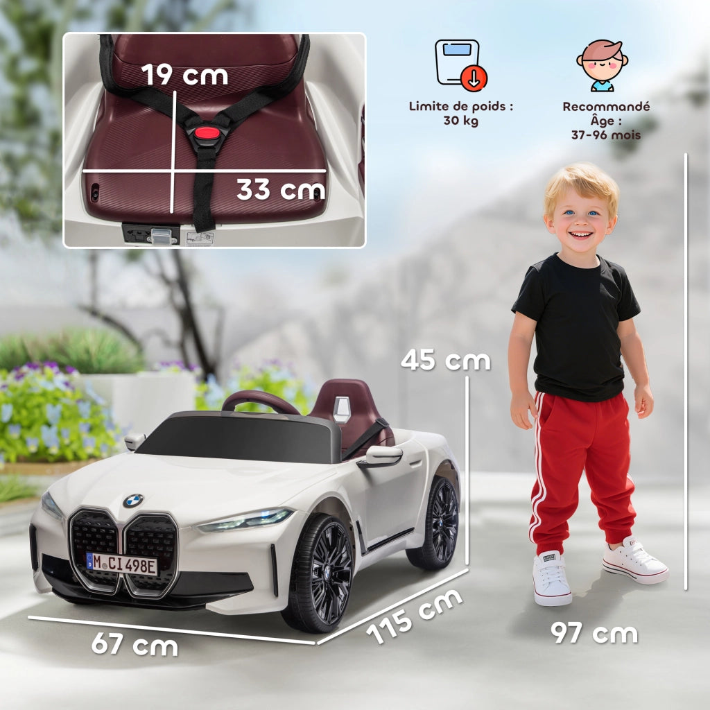 Auto elettrica per bambini BMW I4 12V con telecomando ¨C zephmum ¨C 115x67x45 cm Nero