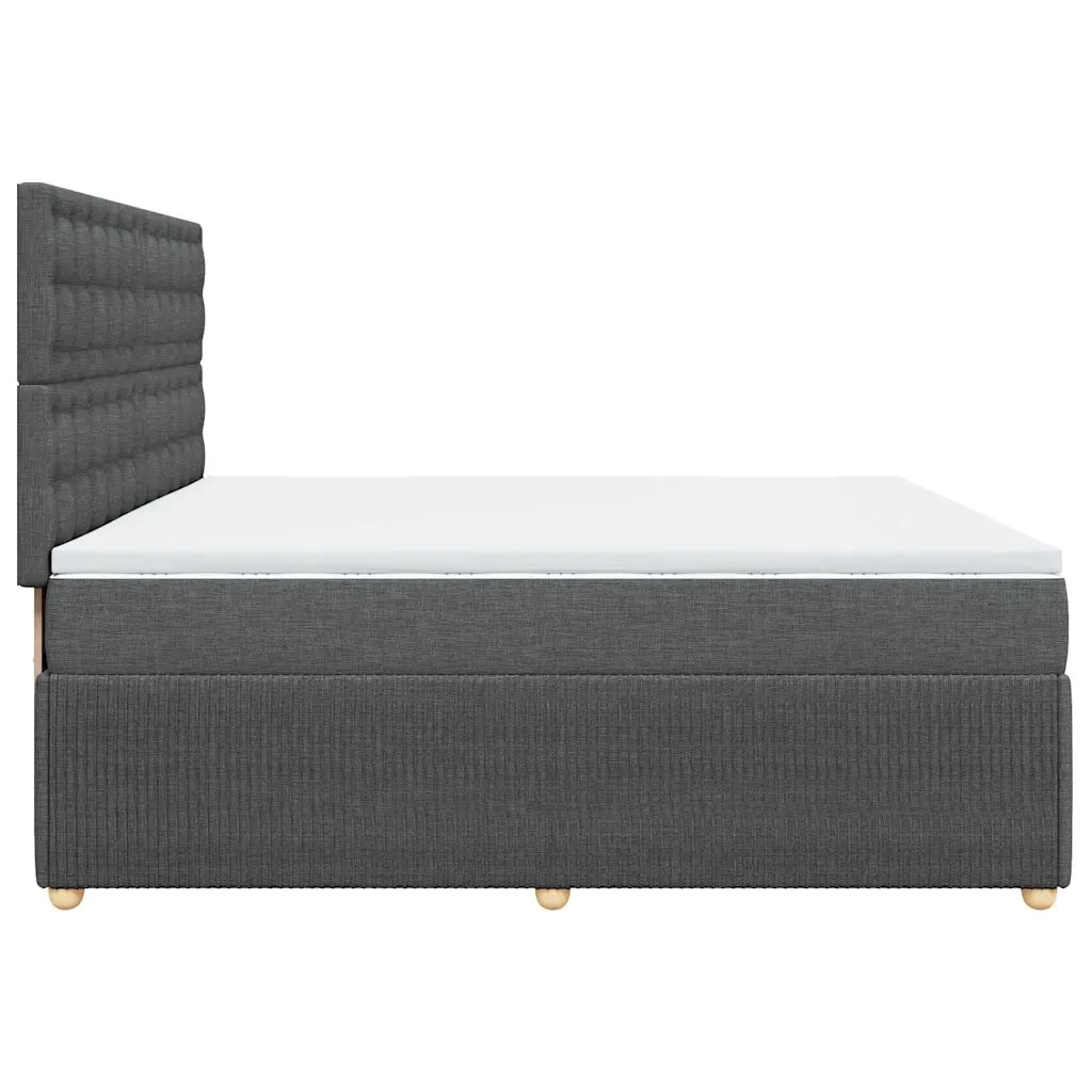 Giroletto a Molle con Materasso Grigio Scuro 200x200 cm Tessuto 3292178