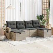 Set Divano da Giardino 6pz con Cuscini Grigio Chiaro Polyrattan 3325528