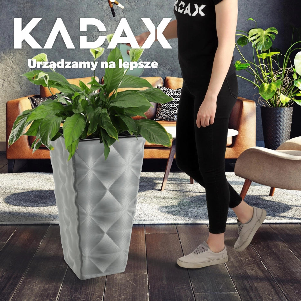 Vaso da giardino alto e grande KADAX con inserto per fiori, ideale per terrazze, 56 cm, grigio.