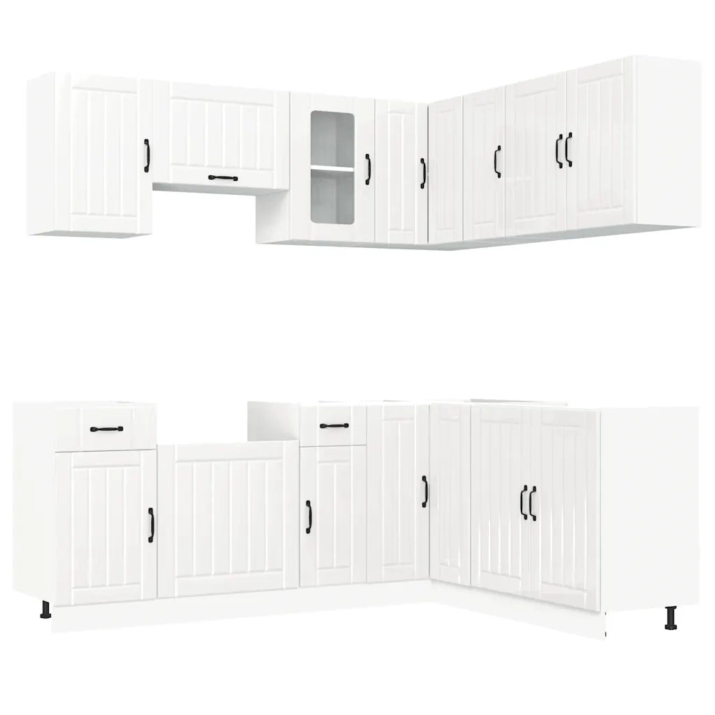 Set Mobili da Cucina 11 pz Kalmar Bianchi Lucido in Truciolato