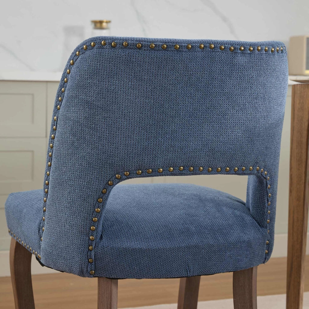 Sedie da Pranzo in Legno Set 2 Pezzi ¨C Xylo ¨C Tessuto Blu, Stile Moderno