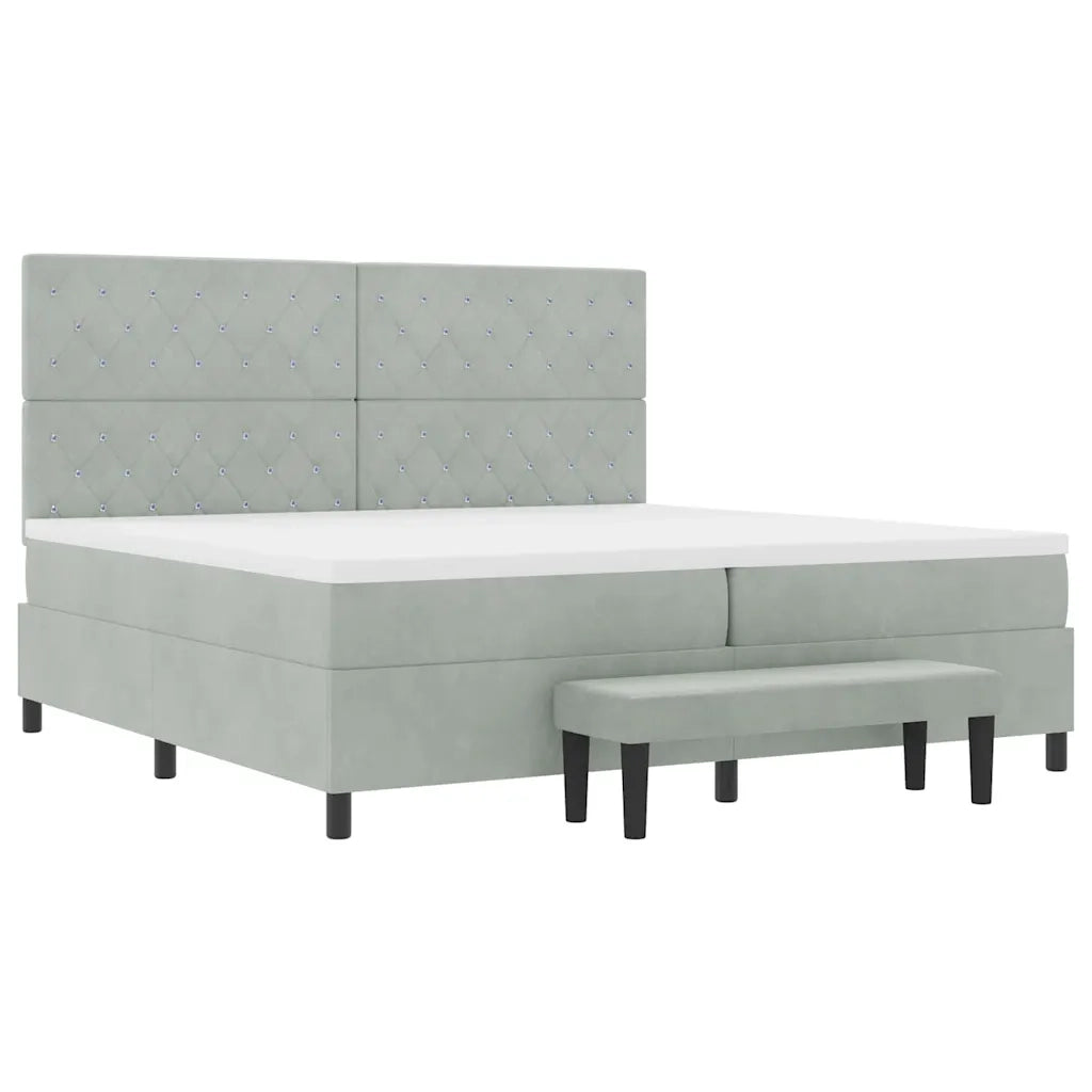 Letto a molle con materasso Grigio chiaro 200 x 200 cm Velluto 3344468