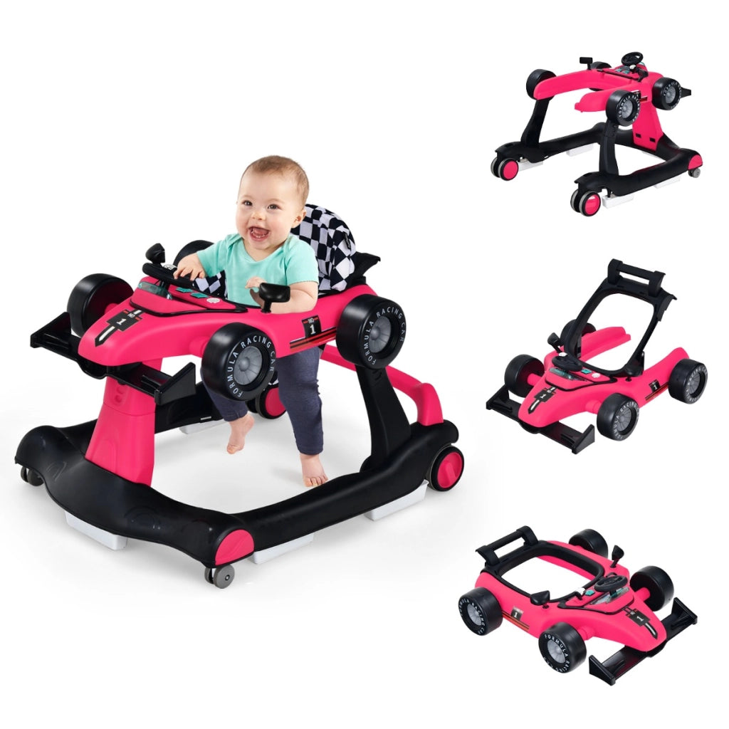 Primi passi 4 in 1 per neonati con altezza e velocit¨¤ regolabili, Primi passi a spinta con carillon con luci Roseo-Primi passi