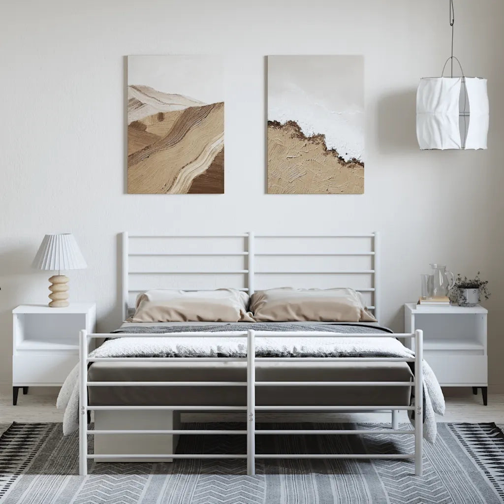 Giroletto con Testiera e Pediera Metallo Bianco 150x200 cm 352388
