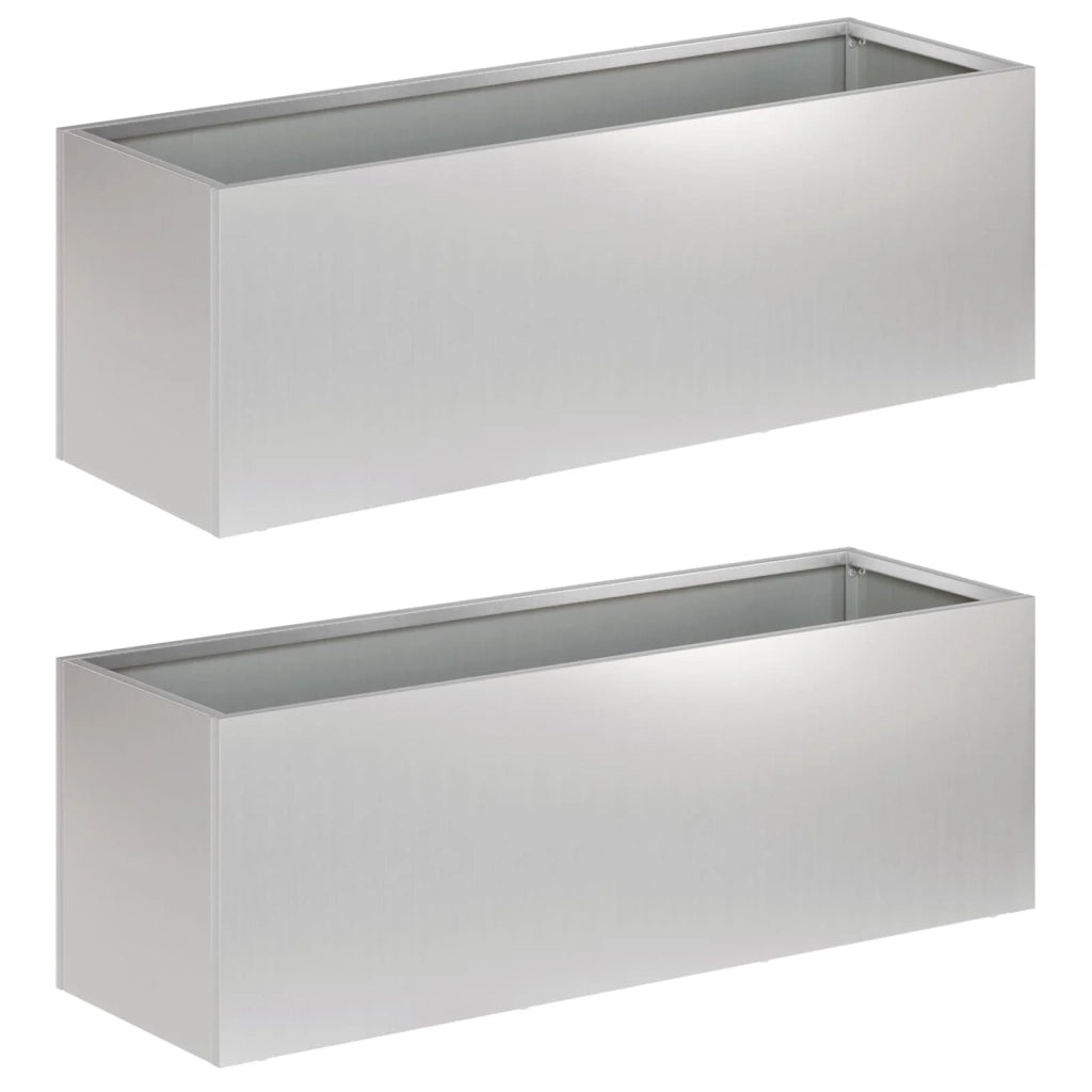 Vaso da giardino 2 pz Argento 40 x 20 x 20 cm Acciaio zincato 8005145