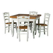 Set tavolo legno 80x80 allungabile bicolore + 4 sedie legno seduta legno bicolore - Mobili 2G