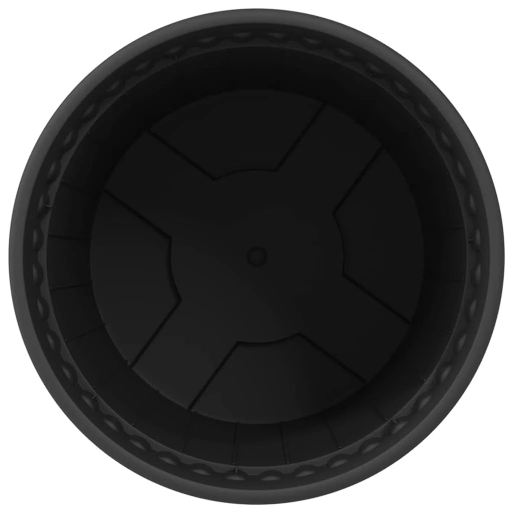 Set di 24 vasi rotondi 19 x 19 x 16 cm leggeri con drenaggio per giardino o patio in plastica nera 02_0059322