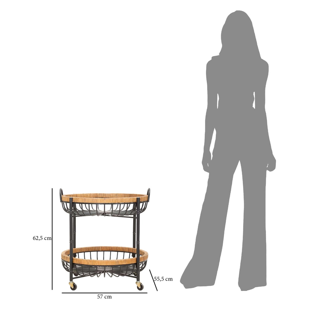 Zakopa, Carrello 2 Ripiani, 57x56x63h cm Marrone