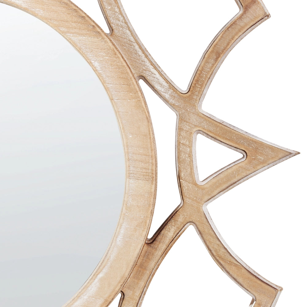 Specchio da parete legno chiaro MDF impiallacciato ø 60 cm Rotondo Decorativo Fatto mano Pezzo arredo Stile scandinavo