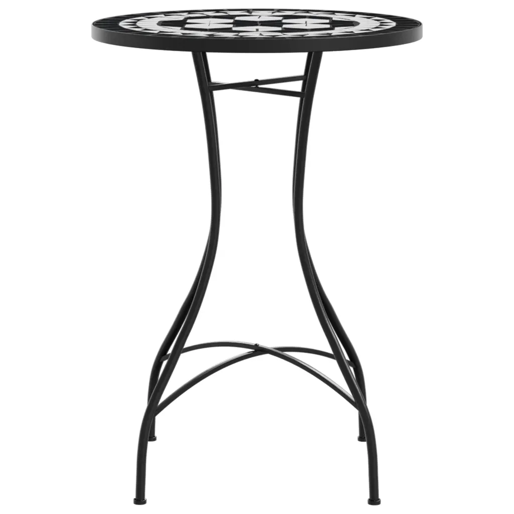 Tavolino da Bistrot con Mosaico Nero e Bianco Ã˜50x70cm Ceramica