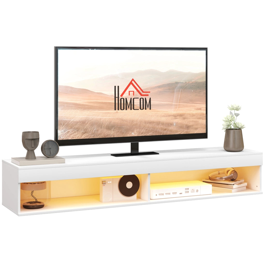 Mobile TV a parete con illuminazione LED ¨C zephmum ¨C bianco 180x40x30 cm