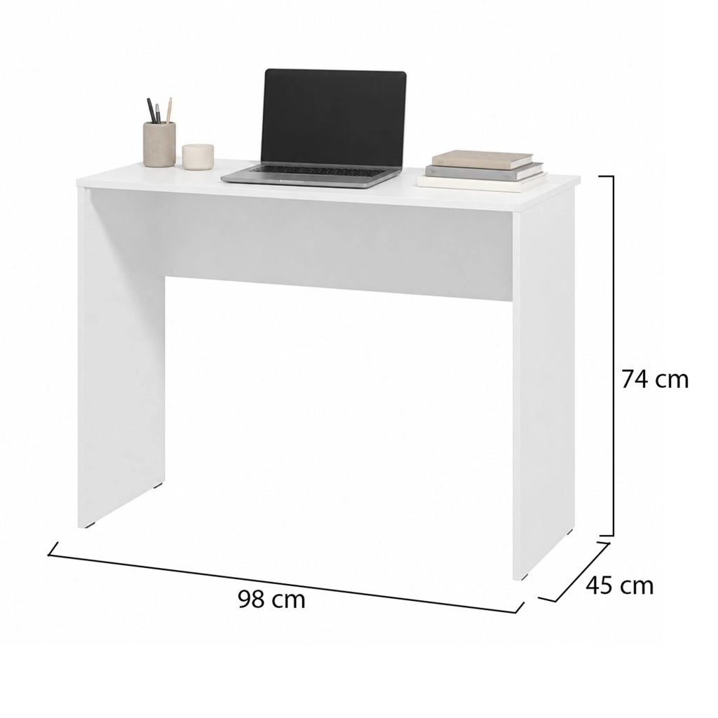 Pichil, Scrivania un Ripiano, 98x45x74h cm Bianco Opaco