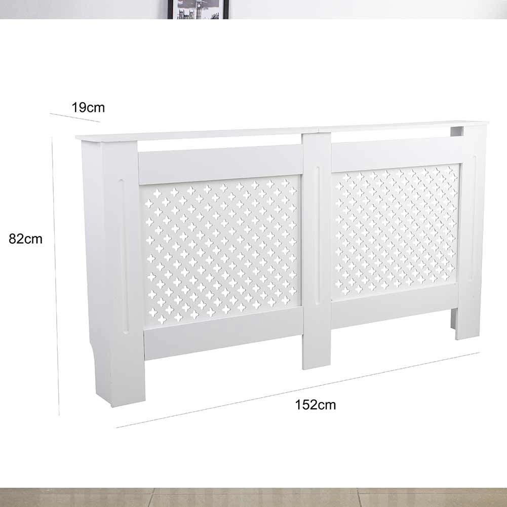 Copritermosifone in Legno MDF 152x19x82cm Copertura Radiatore Calorifero Bianco