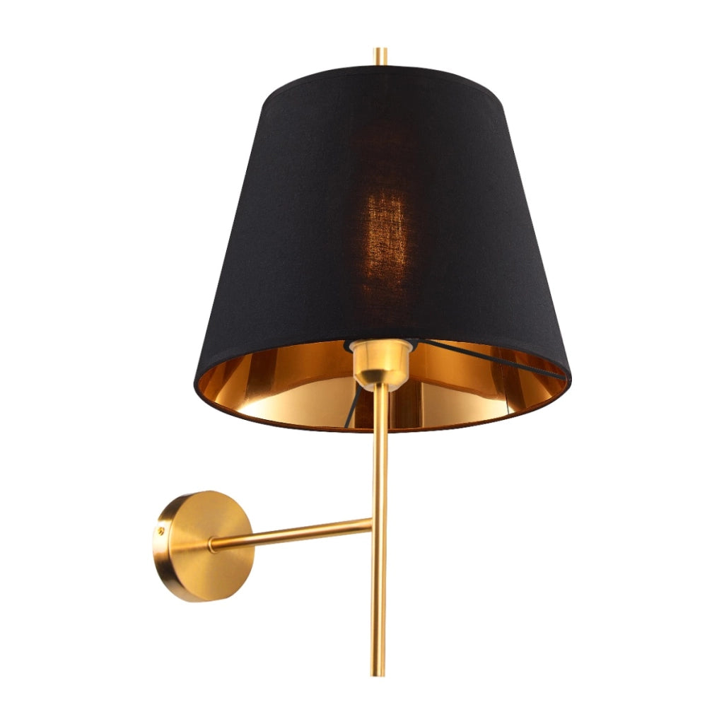 Applique Elena Polux oro, paralume nero, 1xE27 20W IP20