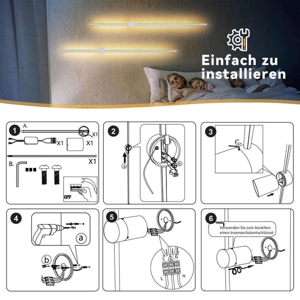 ZMH Applique a LED da interno 100CM lampada da corridoio bianca moderna 3000K per soggiorno