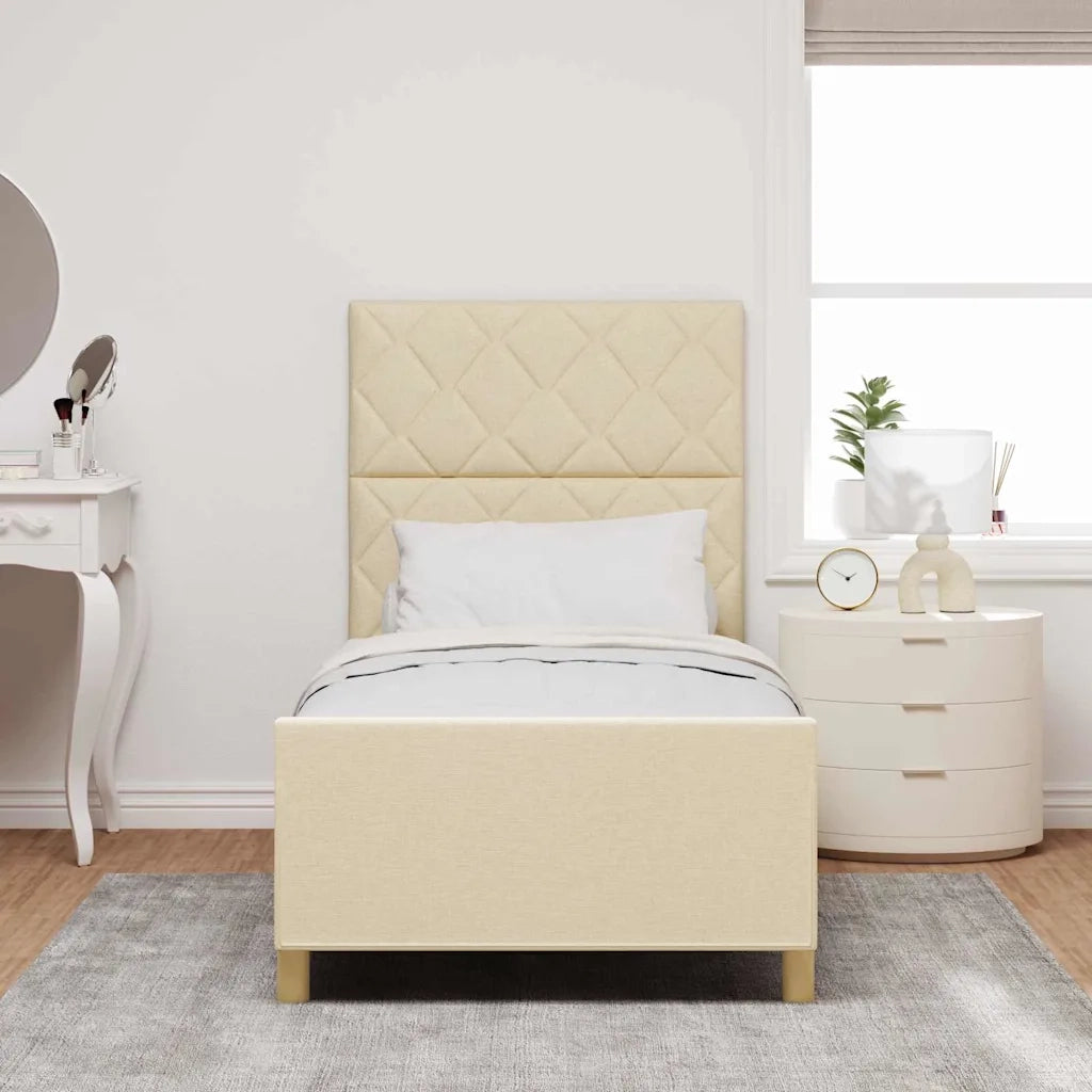 Struttura del letto con testiera Crema 90 x 200 cm Tessuto 3344779