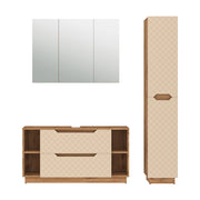 Vicco Set di mobili da bagno Rovere/cashmere con struttura in piastrelle 3 parti