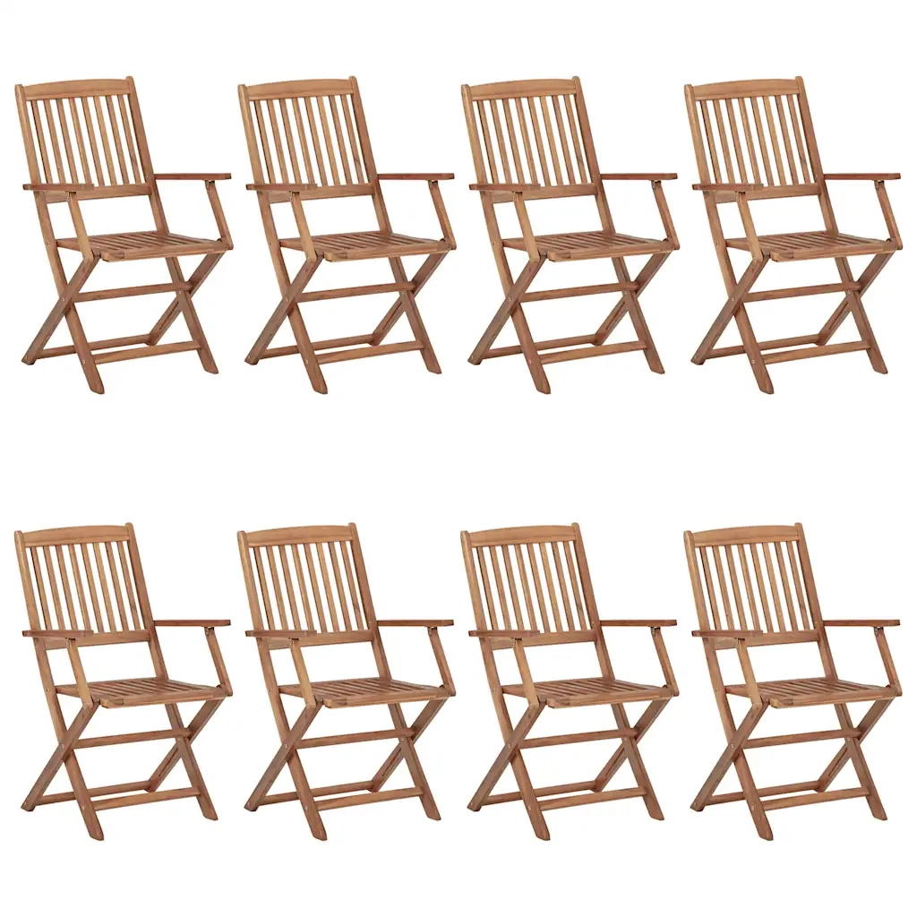 Sedie da Giardino Pieghevoli 8 pz con Cuscini Massello Acacia 3074977