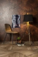 E-STYLO Sedia in similpelle tortora con gambe in metallo antracite, imbottita, 44cm X 50cm H. 84cm.