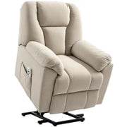 Poltrona Reclinabile Elettrica con Funzione Massaggio e Riscaldamento con Schienale Inclinabile, Porte USB, Telecomando, Beige
