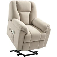 Poltrona Reclinabile Elettrica con Funzione Massaggio e Riscaldamento con Schienale Inclinabile, Porte USB, Telecomando, Beige