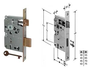 SERRATURA A BUSSOLA RIDOTTA DA INFILARE BORDO QUADRO BRONZATO- - mm.50 bordo acciaio bronzato (B.00572.50.02) - 2 pezzi AGB