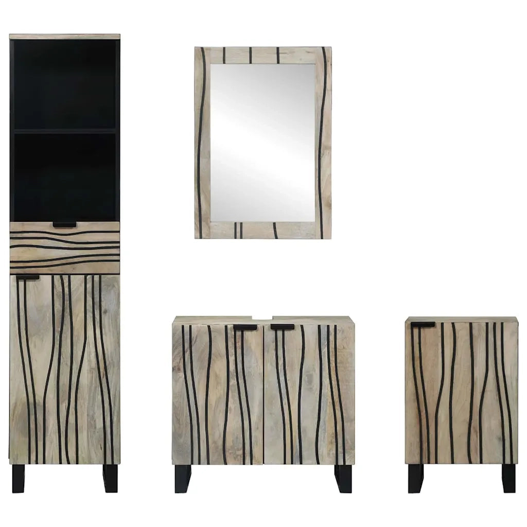 Set di mobili per il bagno 4 pcs Marrone Noce Legno multistrato 3310050