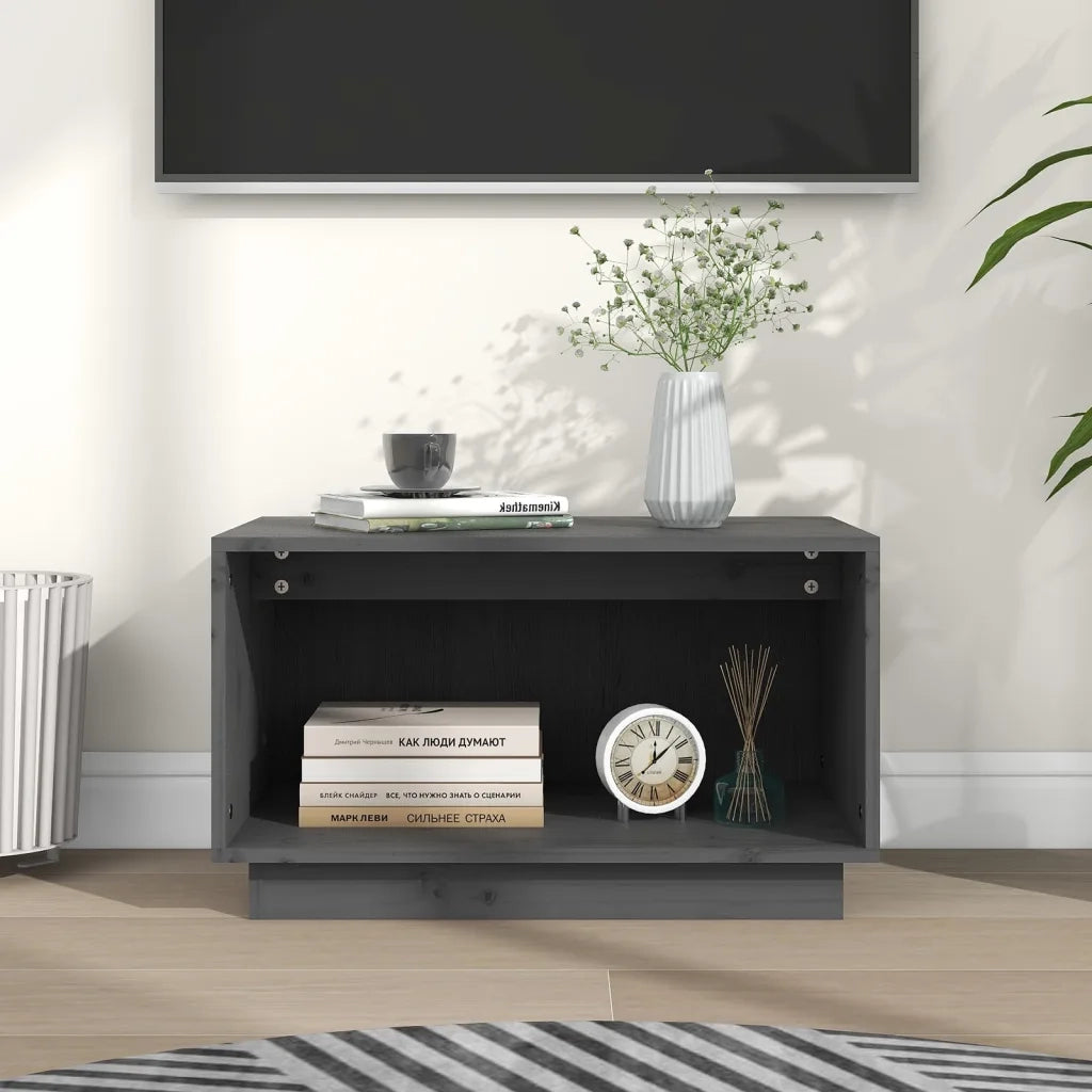 Mobile Porta TV-Mobile per TV-Credenza TV Grigio 60x35x35 cm in Legno Massello di Pino