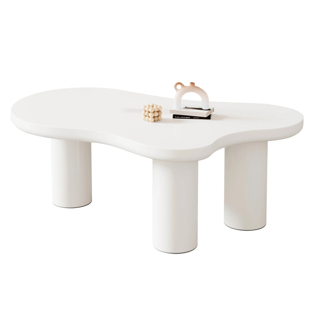 Tavolino da caffè a forma di nuvola 107x66x40;5 cm in MDF e PVC bianco